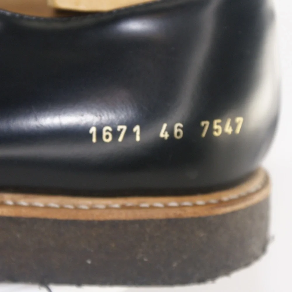 Common Projects Black Leather Derby Shoes EU46 US13 Made in Italy Crepe Sole